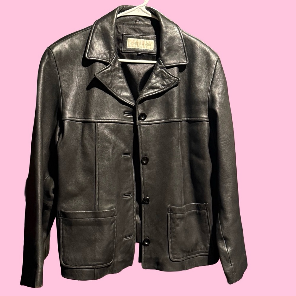 Women’s Black Leather Jacket L